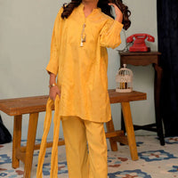 Viscose Jacquard Yellow Stitched Suit - Senorita