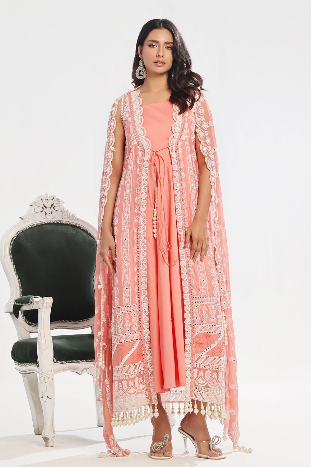 Embroidered Lawn Peach Unstitched Suit - Gul Ahmed