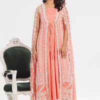 Embroidered Lawn Peach Unstitched Suit - Gul Ahmed