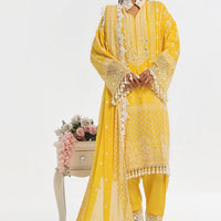 Embroidered Lawn Yellow Unstitched Suit - Gul Ahmed