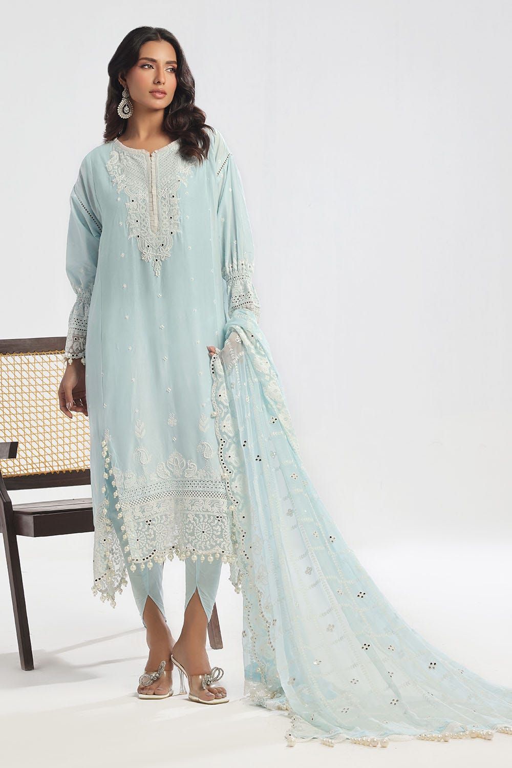 Embroidered Lawn Blue Unstitched Suit - Gul Ahmed