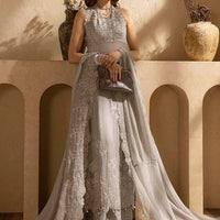 Embroidered Chiffon Grey Stitched Suit - Gul Ahmed