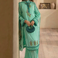 Sequins Embroidered Lawn Sea Green Stitched Suit - Gul Ahmed