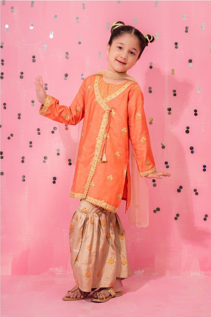 Cotton Silk Embellished Coral Stitched Suit - Ochre