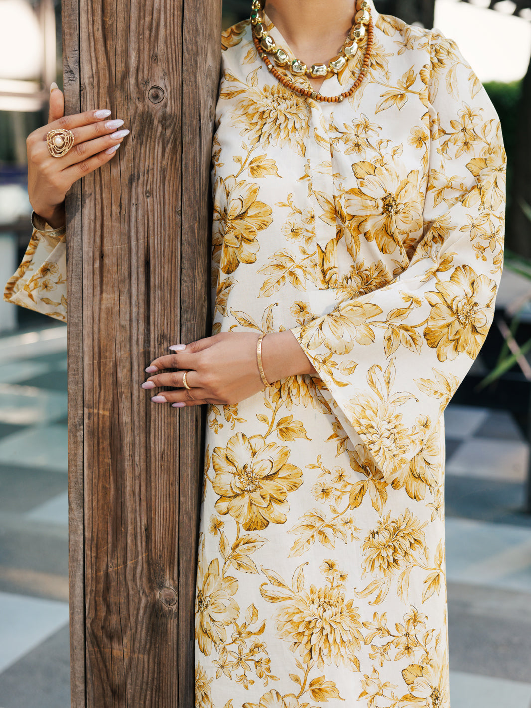 Lawn Beige Stitched Suit - Almirah