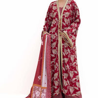 Polyester Red Unstitched Suit - Gul Ahmed