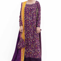 Polyester Purple Unstitched Suit - Gul Ahmed