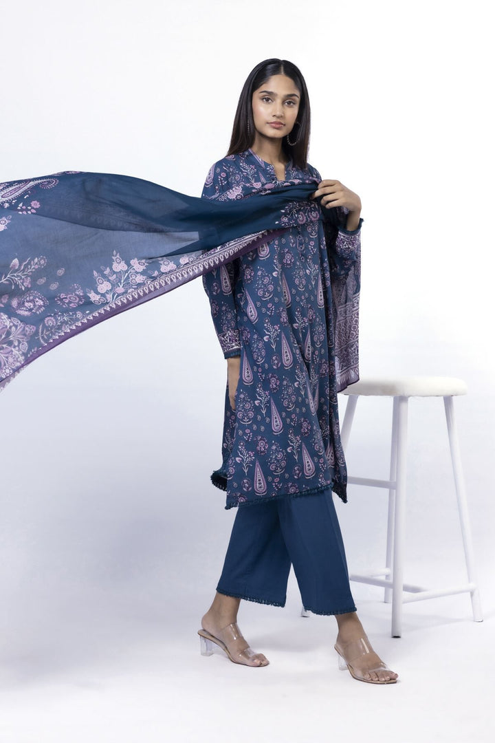 Lawn Blue Unstitched Suit - Khaadi