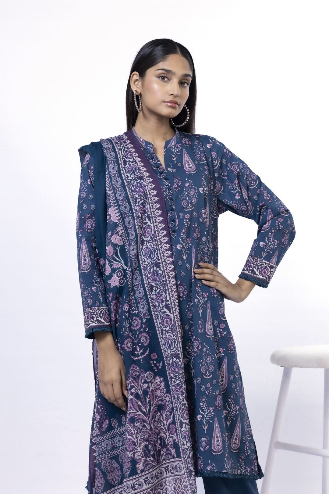 Lawn Blue Unstitched Suit - Khaadi