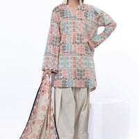 Lawn Beige Unstitched Suit - Khaadi