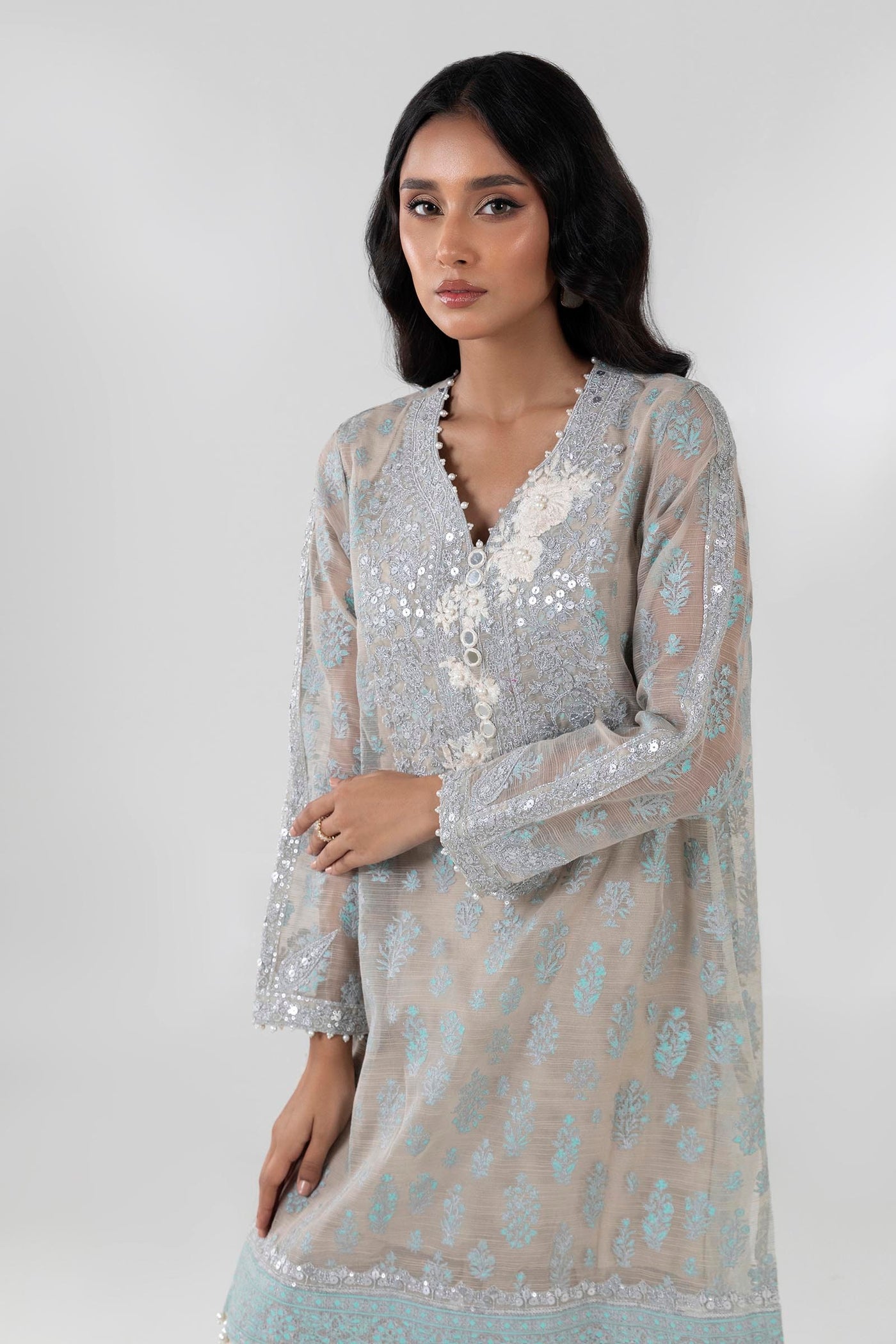 Poly Cotton Slub Beige Stitched Suit - Sana Safinaz