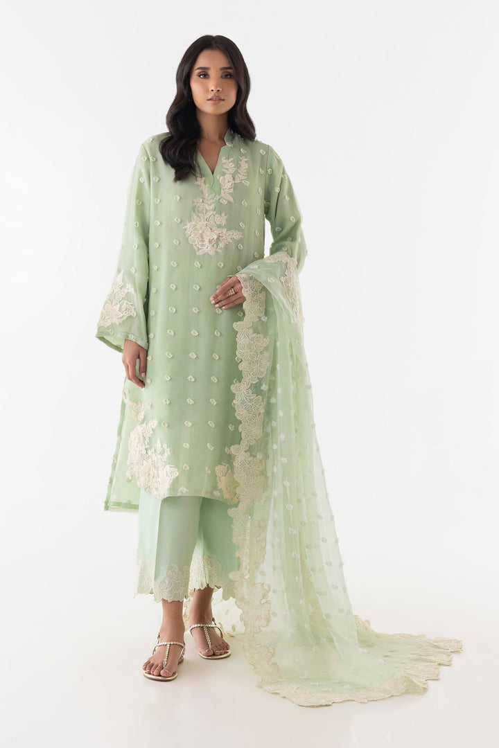 Brochia Green Stitched Suit - Sana Safinaz