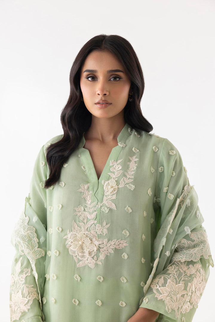 Brochia Green Stitched Suit - Sana Safinaz