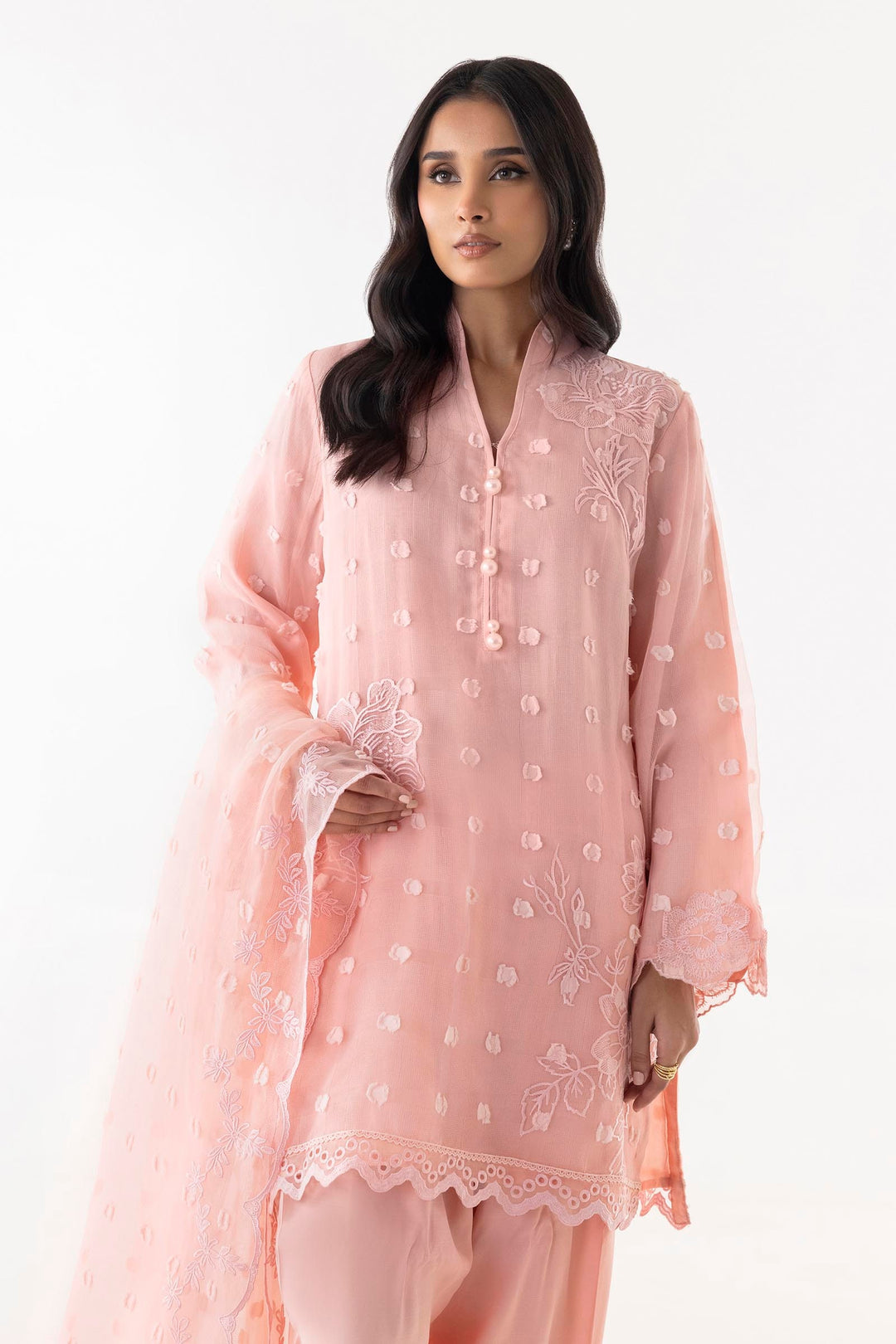 Brochia Pink Stitched Suit - Sana Safinaz