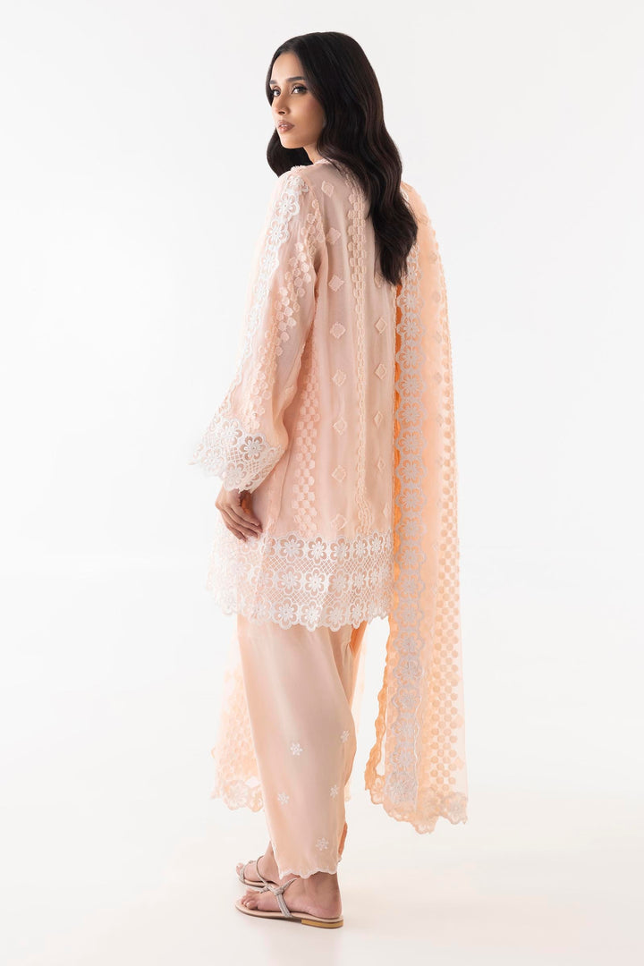 Brochia Peach Stitched Suit - Sana Safinaz