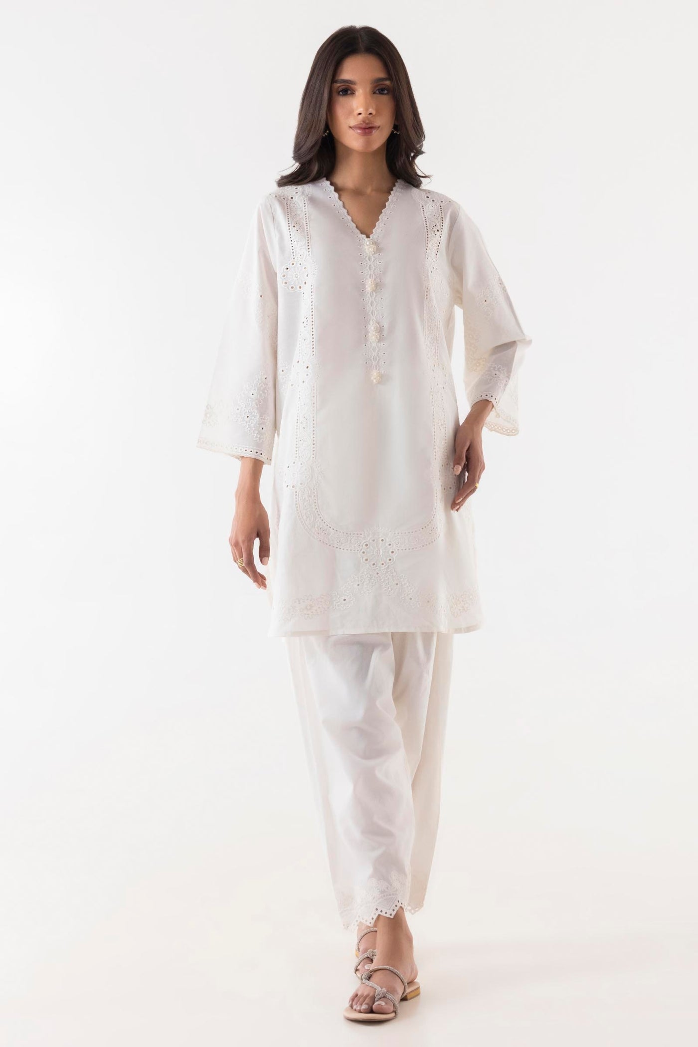 Lawn Off White Stitched Suit - Sana Safinaz