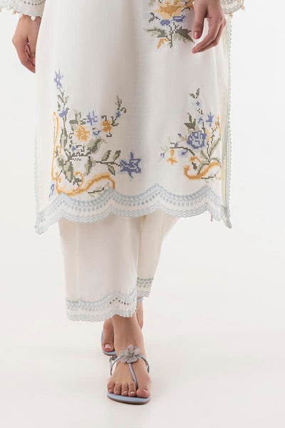 Lawn Cream Trouser - Sana Safinaz