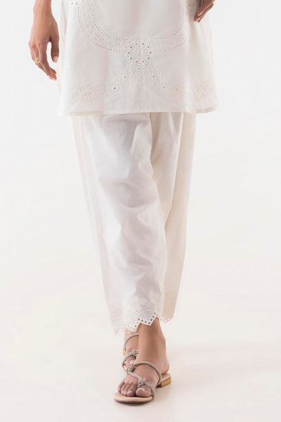 Lawn White Trouser - Sana Safinaz