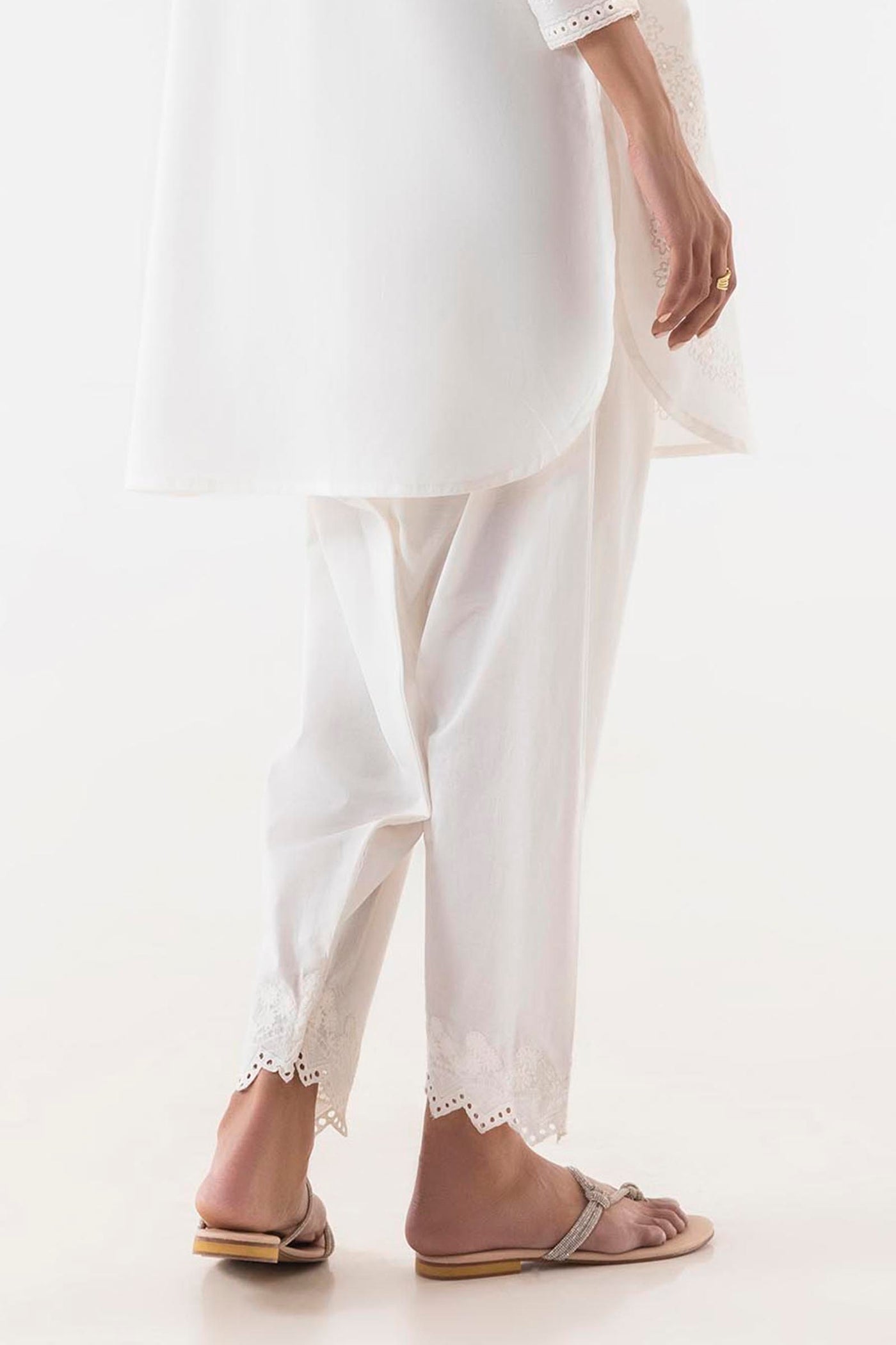 Lawn White Trouser - Sana Safinaz