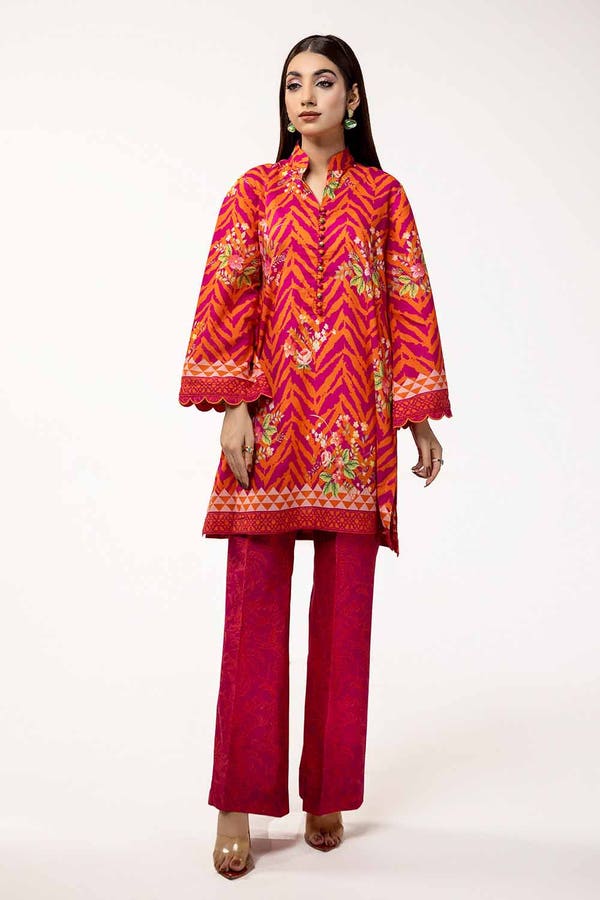 Printed Lawn Pink Unstitched Suit - Gul Ahmed