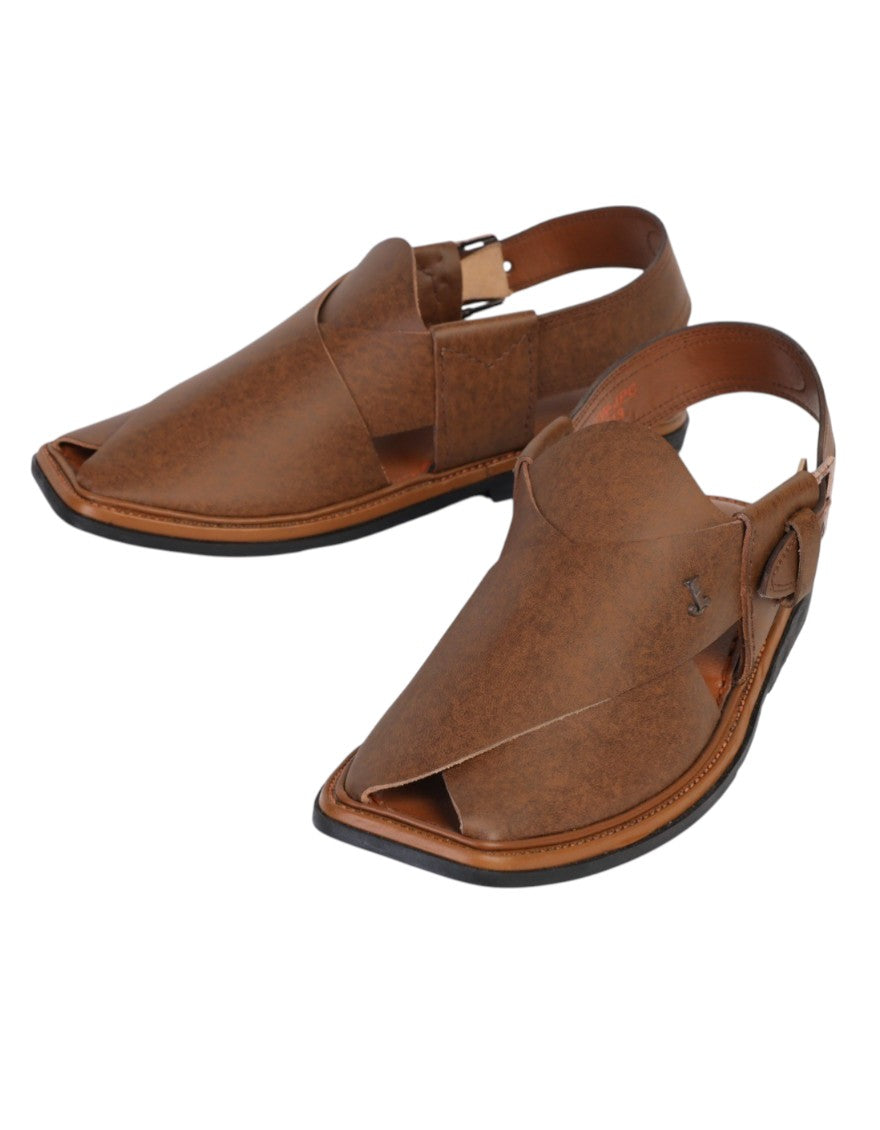 Plain Brown Peshawari Chappal - J. Junaid Jamshed