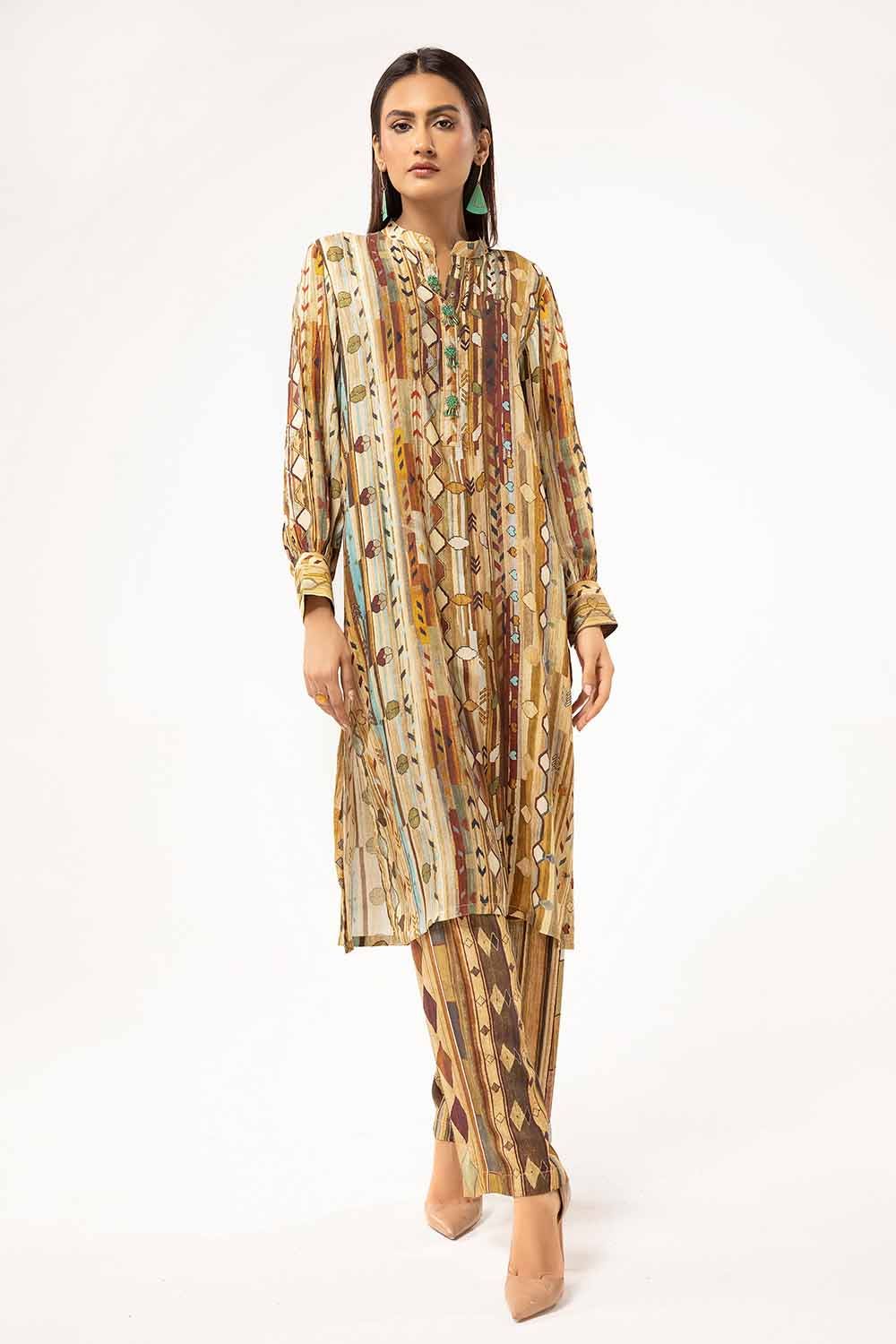 Linen Brown Unstitched Suit - Gul Ahmed