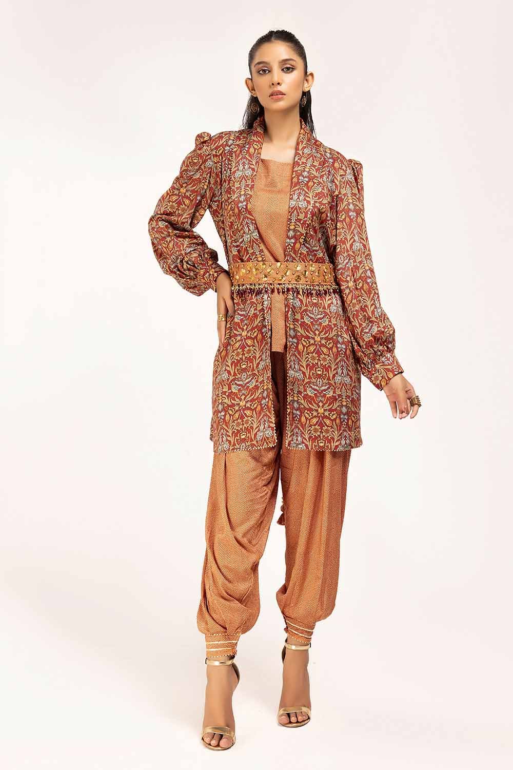 Linen Orange Unstitched Suit - Gul Ahmed