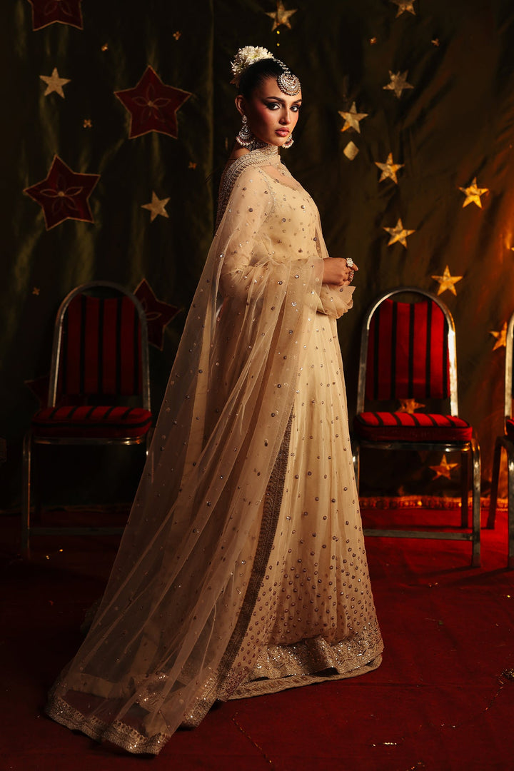 Embroidered Chiffon Off White Stitched Suit - Charizma