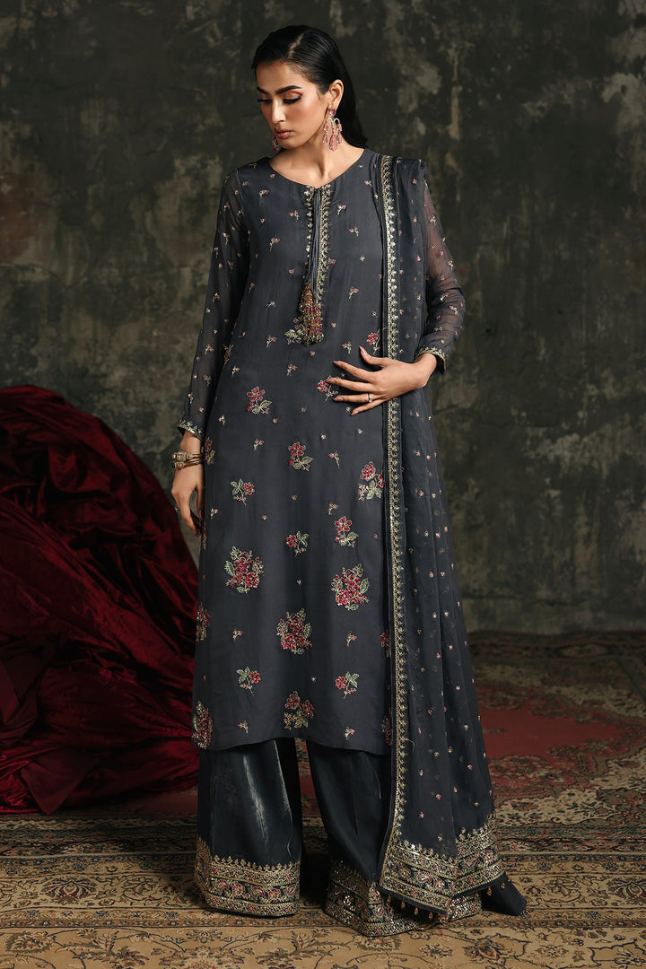 Chiffon Grey Stitched Suit - Charizma