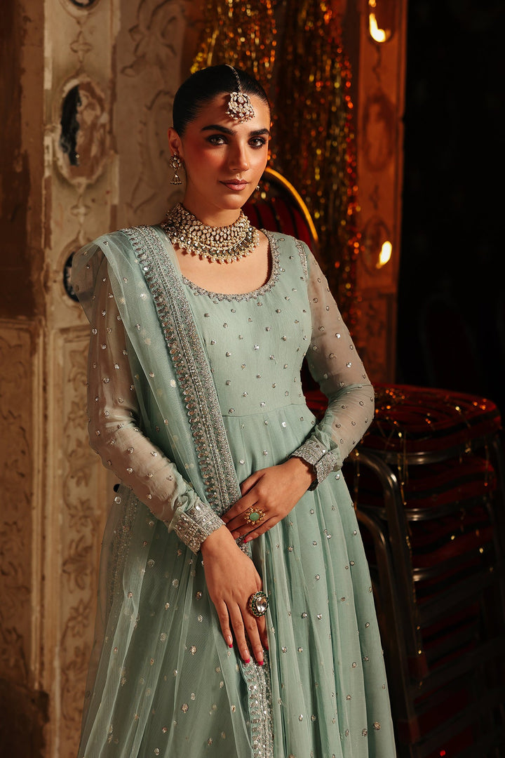Embroidered Chiffon Aqua Stitched Suit - Charizma