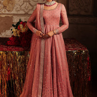 Embroidered Chiffon Pink Stitched Suit - Charizma