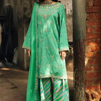 Embroidered Green Stitched Suit - Charizma