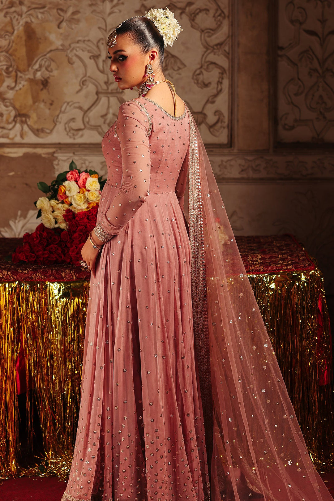 Embroidered Chiffon Pink Stitched Suit - Charizma