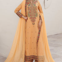 Embroidered Lawn Mustard Stitched Suit - Charizma