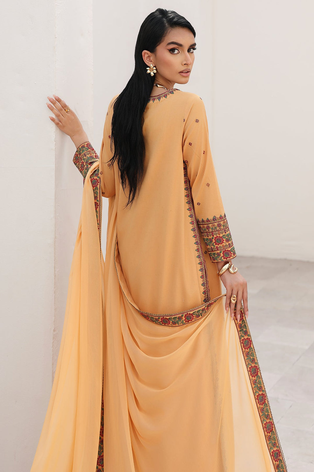 Embroidered Lawn Mustard Stitched Suit - Charizma