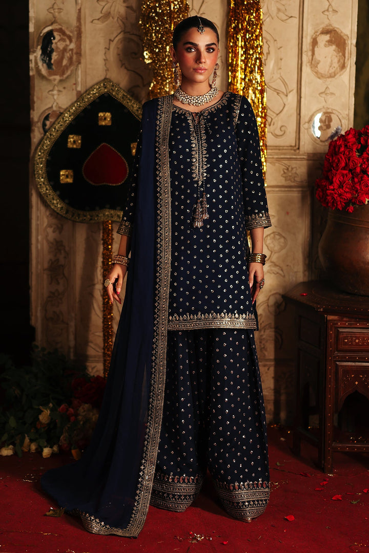 Embroidered Chiffon Blue Stitched Suit - Charizma