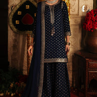 Embroidered Chiffon Blue Stitched Suit - Charizma