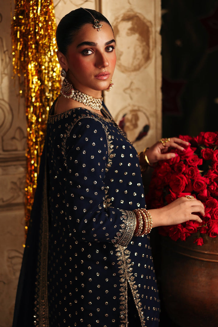Embroidered Chiffon Blue Stitched Suit - Charizma