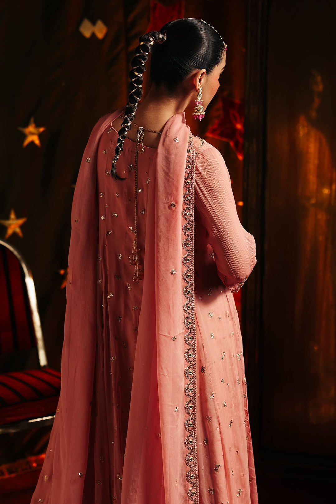 Embroidered Chiffon Light Pink Stitched Suit - Charizma