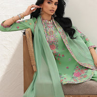 Embroidered Lawn Pistachio Stitched Suit - Charizma