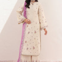 Embroidered Lawn Off White Stitched Suit - Charizma
