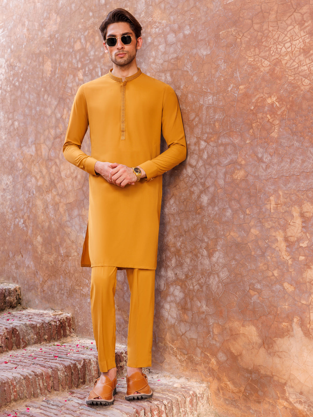 Boski Gold Yellow Kurta Trouser - Panjnad by J. Junaid Jamshed