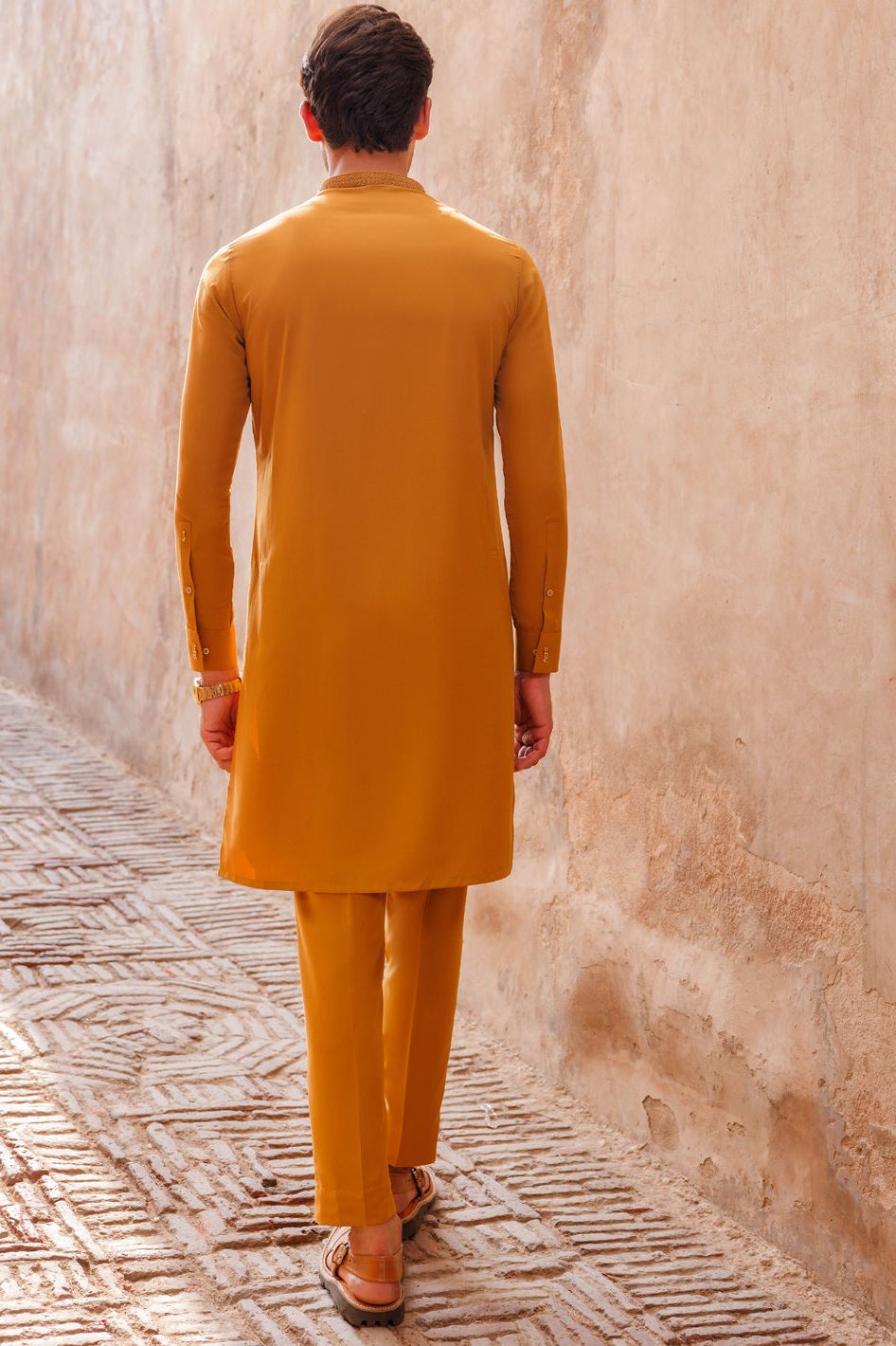 Boski Gold Yellow Kurta Trouser - Panjnad by J. Junaid Jamshed