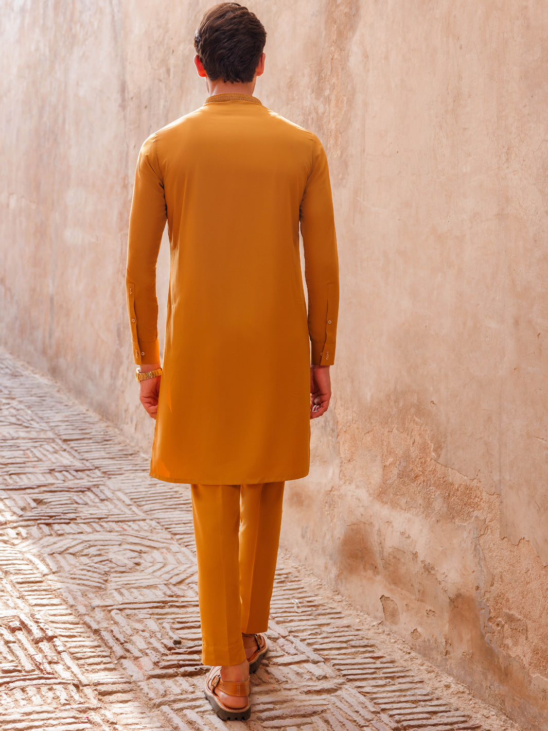 Boski Gold Yellow Kurta Trouser - Panjnad by J. Junaid Jamshed