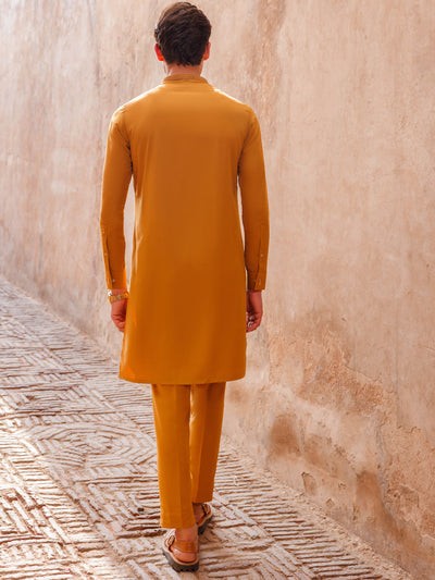 Boski Gold Yellow Kurta Trouser - Panjnad by J. Junaid Jamshed