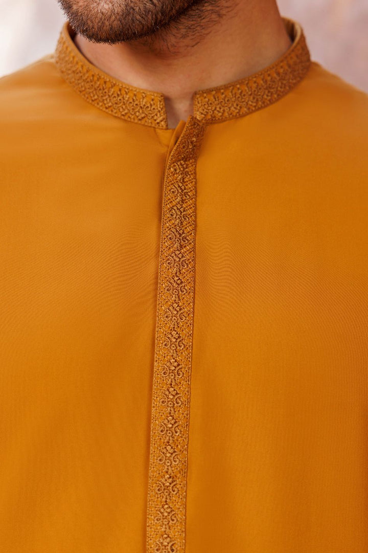 Boski Gold Yellow Kurta Trouser - Panjnad by J. Junaid Jamshed