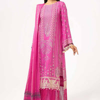 Lacquer Printed Stripe Karandi Pink Unstitched Suit - Gul Ahmed
