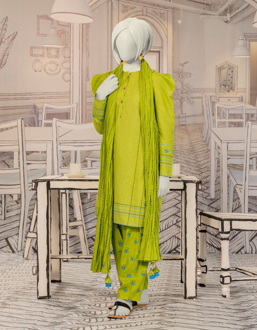 Cambric Green Stitched Suit - J. Junaid Jamshed