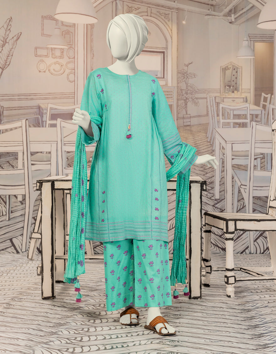 Cambric Turquoise Stitched Suit - J. Junaid Jamshed