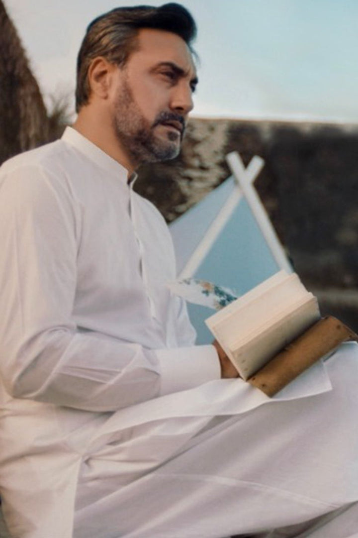 Cotton White Kameez Shalwar - Almirah